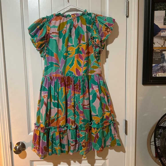 House of Harlow 1960 Green and Orange Ruffled Tiered Sundress - Picture 3 of 3